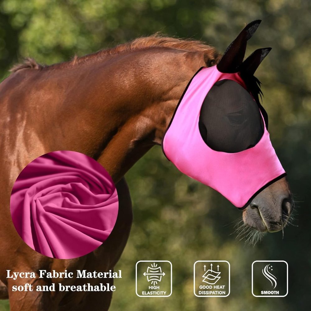 Horse Fly Mask Horse Supplies Fly Masks for Horses with Ears Soft Fine Mesh - Picture 5 of 6